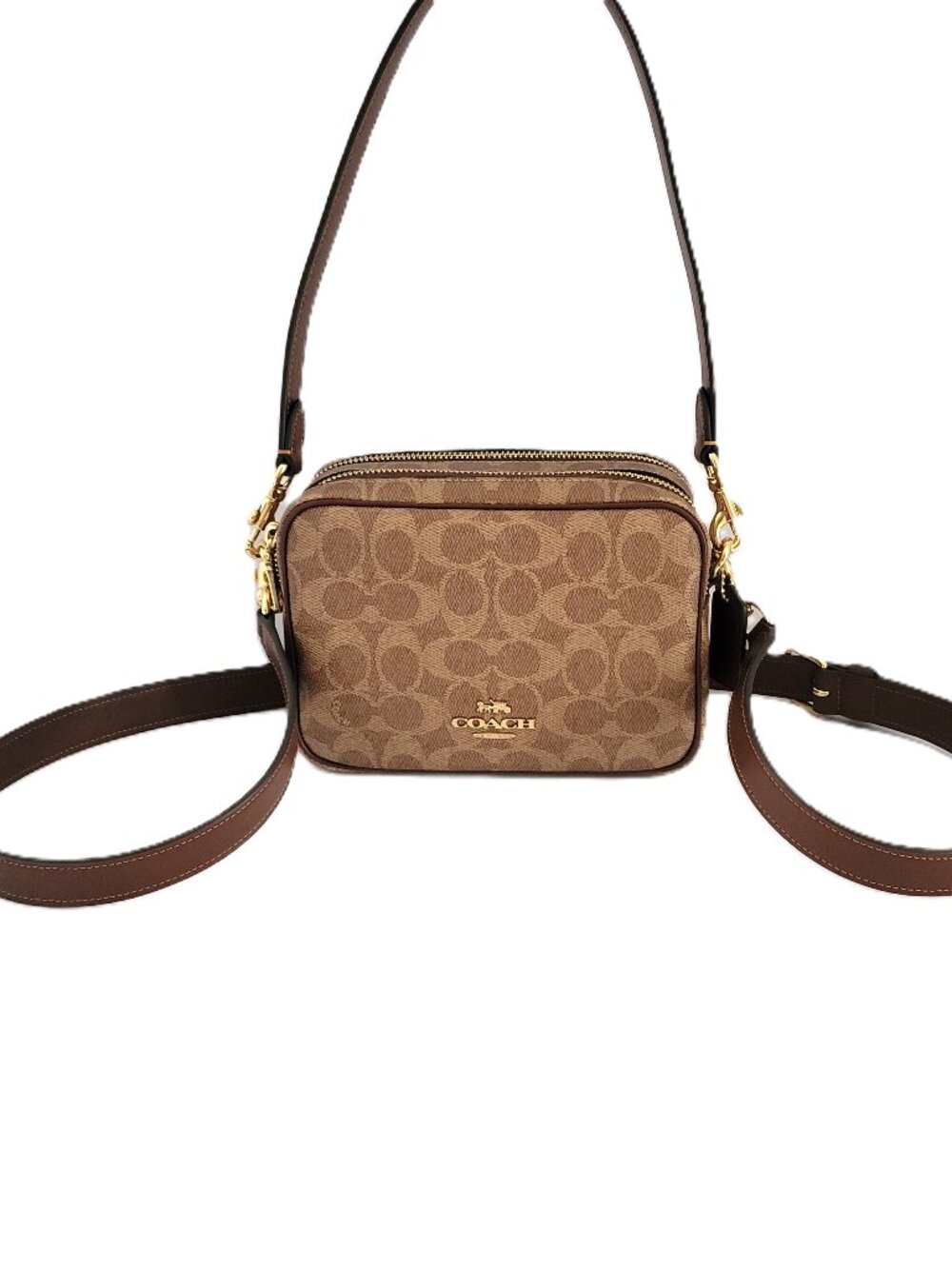 Coach CEK69 Mini Carey Signature PVC Crossbody Bag Handbag Tan Brown